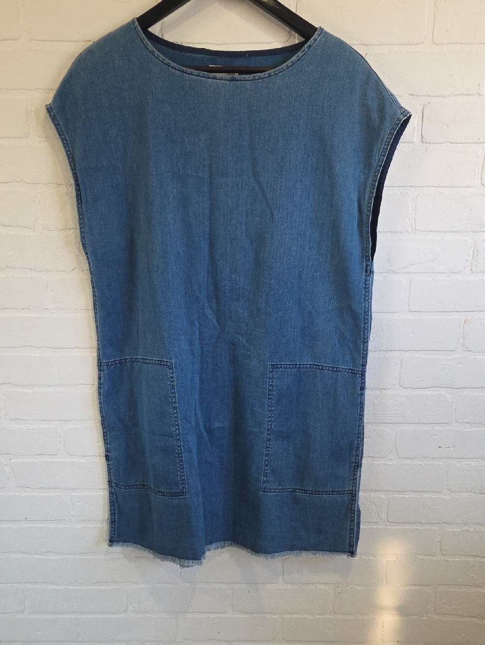 Wilfred Mid-Blue Denim Sleeveless Shift with Front Pockets